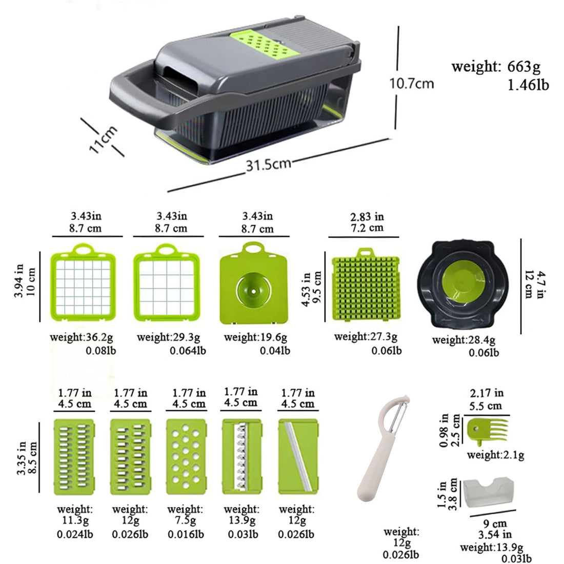 16-in-1 Vegetable Chopper & Mandoline Slicer with Cleaver Blade – Multi-Function Food Cutter for Potatoes, Tomatoes, Onions & Vegetables