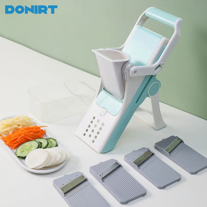 5-in-1 Vegetable Chopper & Mandoline Slicer – Manual Food Cutter, Fruit & Potato Slicer, Julienne Shredder for Cucumber, Carrot & More