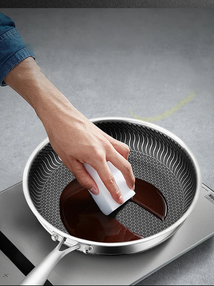 Tri-Ply 316 Stainless Steel Frying Pan – Honeycomb Nonstick Skillet for Induction, Gas & Electric Cooktops, Durable Scratch-Resistant Fry Pan (Multiple Sizes)