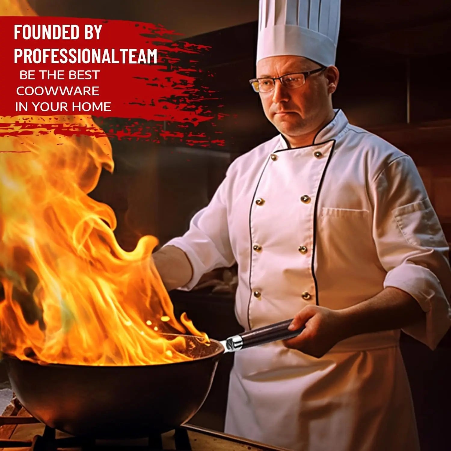 32cm Flat Bottom Wok Pan – Nonstick Iron Stir Fry Pan for Induction, Electric & Gas Cooktops, Large Skillet for Stir Fry, Noodles & Cooking