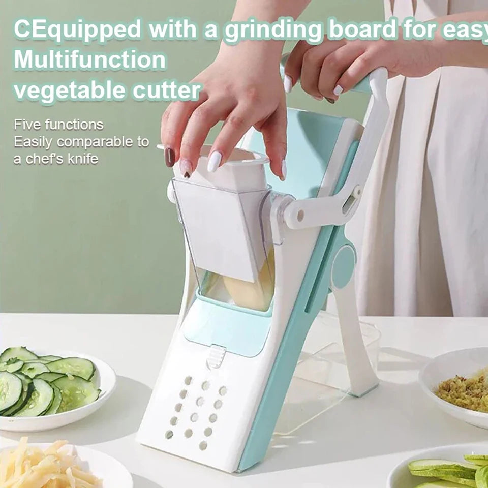 5-in-1 Vegetable Chopper & Mandoline Slicer – Manual Food Cutter, Fruit & Potato Slicer, Julienne Shredder for Cucumber, Carrot & More