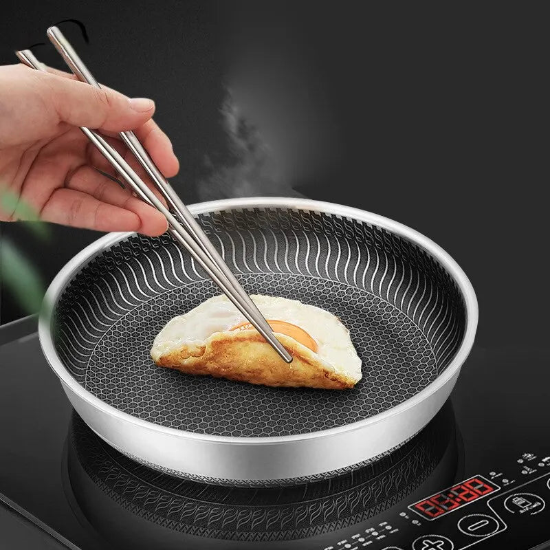 Tri-Ply 316 Stainless Steel Frying Pan – Honeycomb Nonstick Skillet for Induction, Gas & Electric Cooktops, Durable Scratch-Resistant Fry Pan (Multiple Sizes)