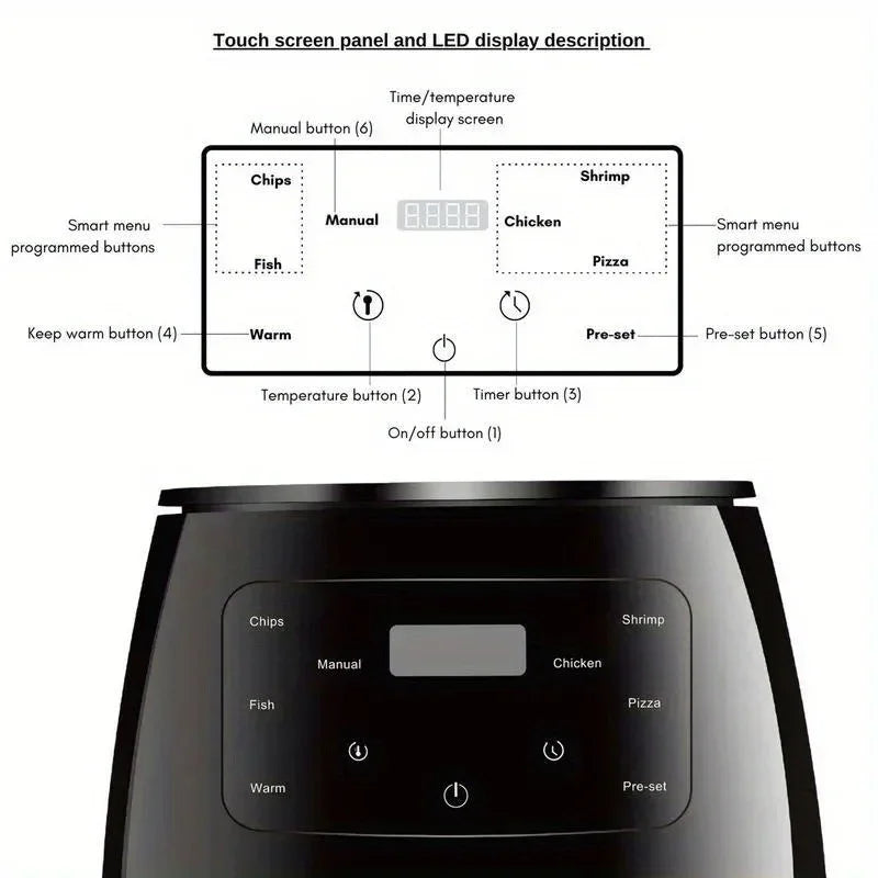 6L Digital Air Fryer Touch Control Non-Stick