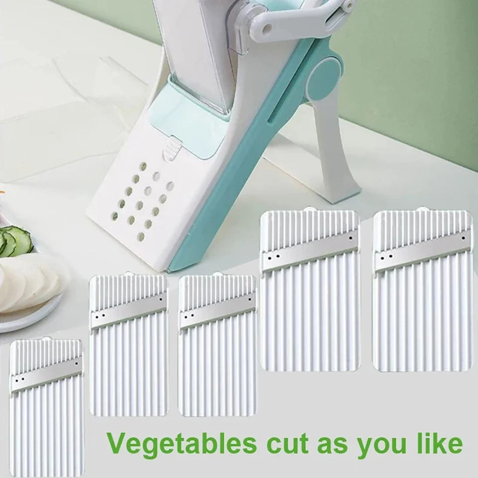5-in-1 Vegetable Chopper & Mandoline Slicer – Manual Food Cutter, Fruit & Potato Slicer, Julienne Shredder for Cucumber, Carrot & More