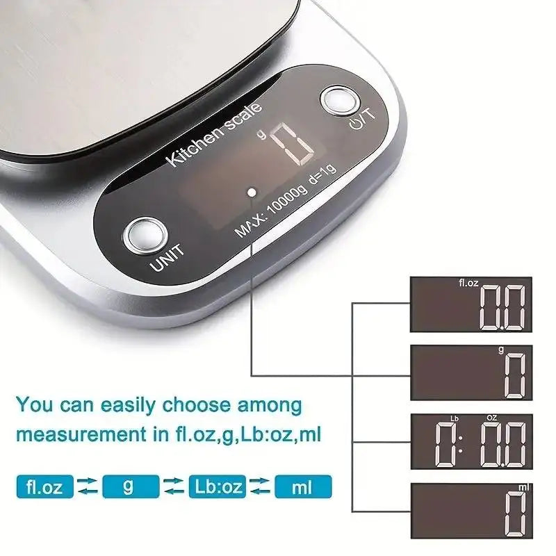 Digital Kitchen Scale 10kg/22lb – High Precision Food Scale with LCD Display, Gram & Ounce Measuring for Baking, Cooking & Meal Prep