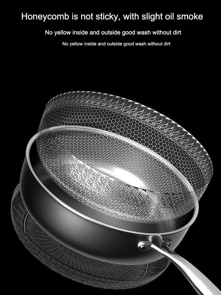 Tri-Ply 316 Stainless Steel Frying Pan – Honeycomb Nonstick Skillet for Induction, Gas & Electric Cooktops, Durable Scratch-Resistant Fry Pan (Multiple Sizes)