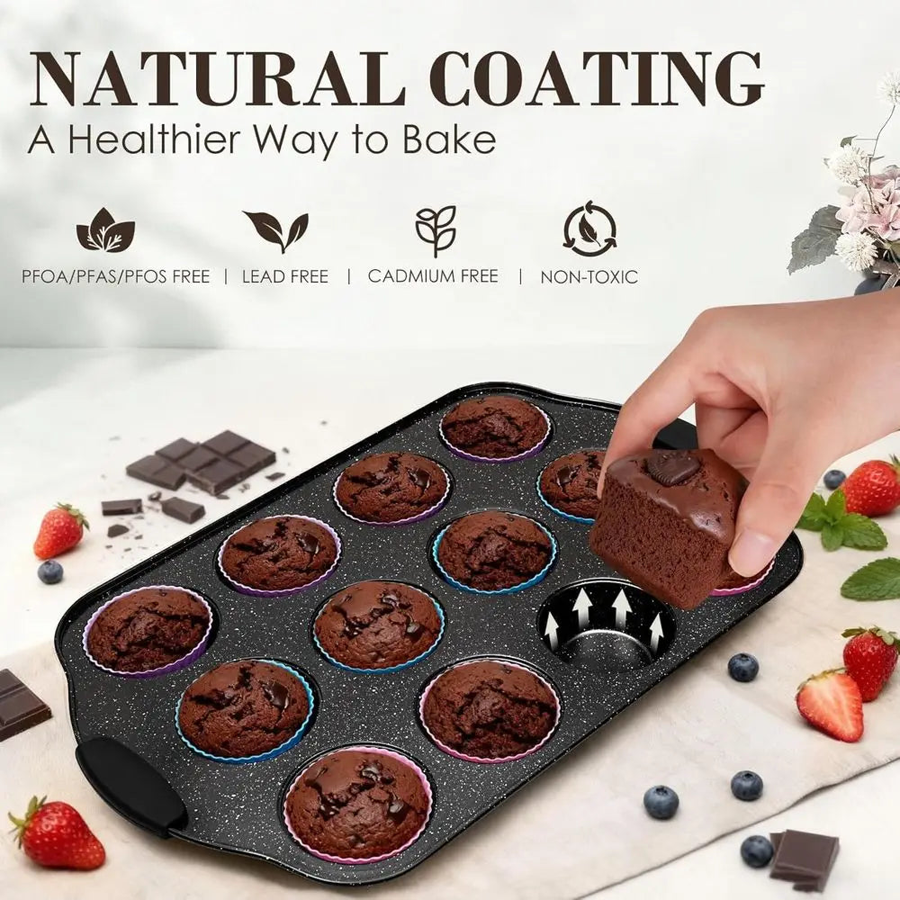 22-Piece Nonstick Bakeware Set – Stackable Baking Pans with Silicone Handles, Oven-Safe Baking Set Including Cookie Sheets, Cake & Roasting Pans