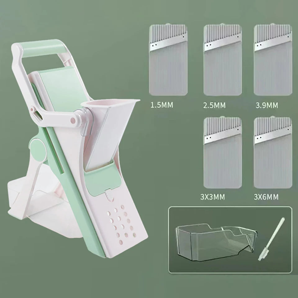 5-in-1 Vegetable Chopper & Mandoline Slicer – Manual Food Cutter, Fruit & Potato Slicer, Julienne Shredder for Cucumber, Carrot & More