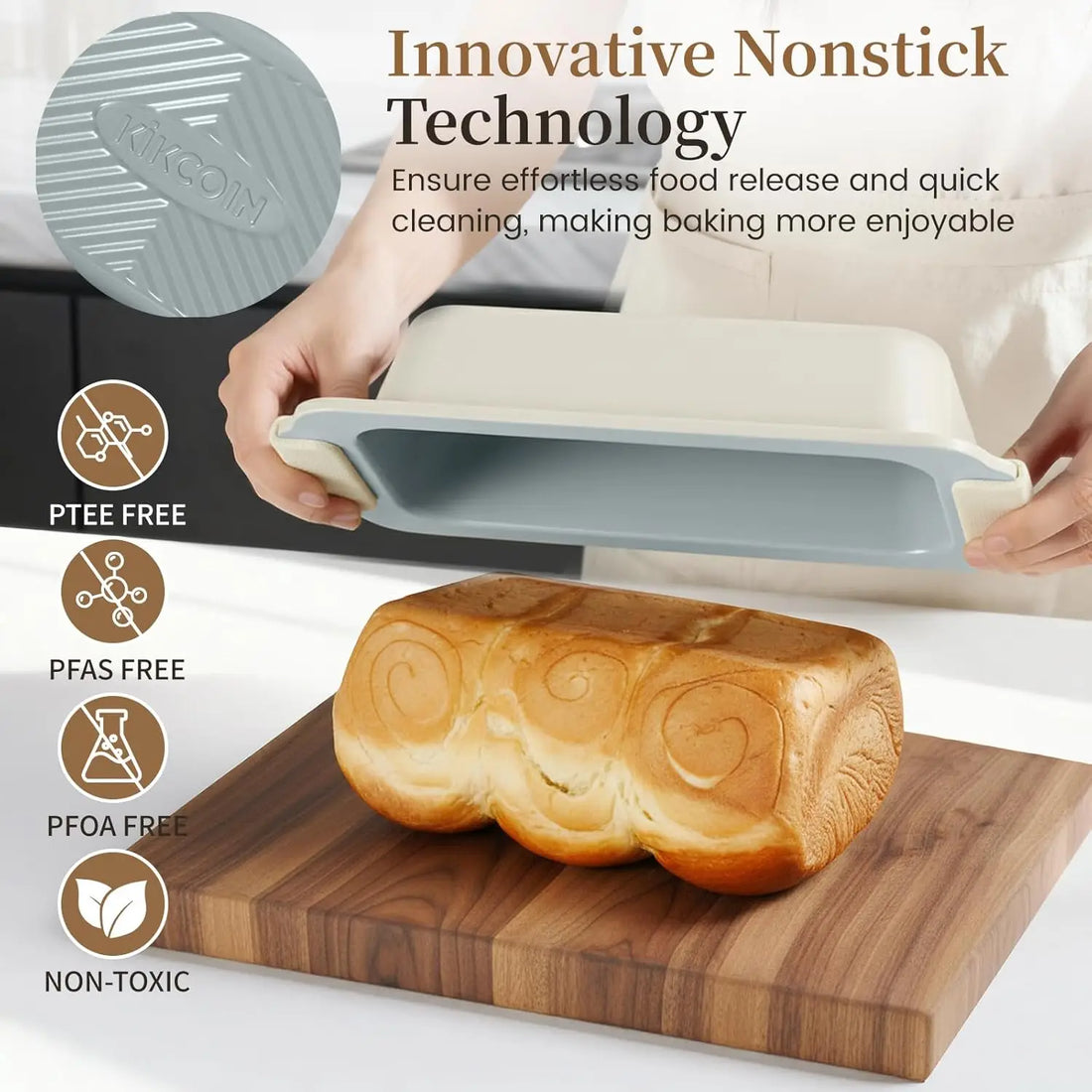 Baking Pans Set, Non-stick  Sets with Silicone Handles, 450°F Oven Safe Cookie Sheets for