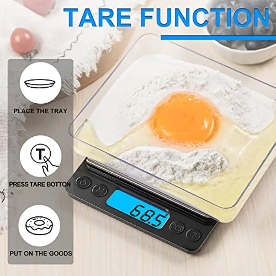 Digital Pocket Food Scale 3000g x 0.1g – High Precision Mini Kitchen Scale with Tare Function, LCD Display for Baking, Cooking, Coffee & Jewelry