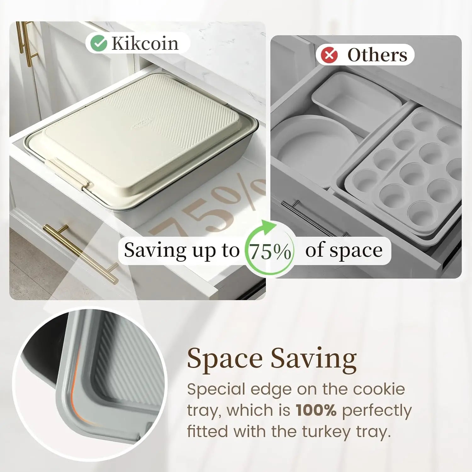 Baking Pans Set, Non-stick  Sets with Silicone Handles, 450°F Oven Safe Cookie Sheets for