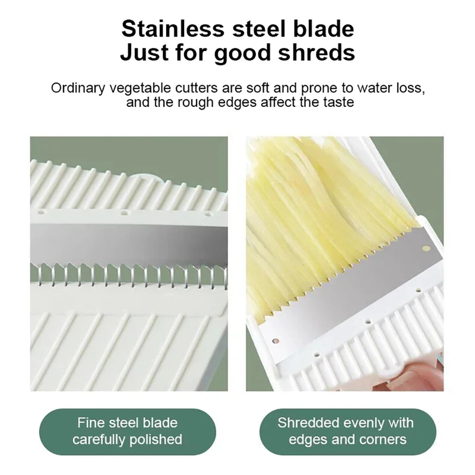 5-in-1 Vegetable Chopper & Mandoline Slicer – Manual Food Cutter, Fruit & Potato Slicer, Julienne Shredder for Cucumber, Carrot & More