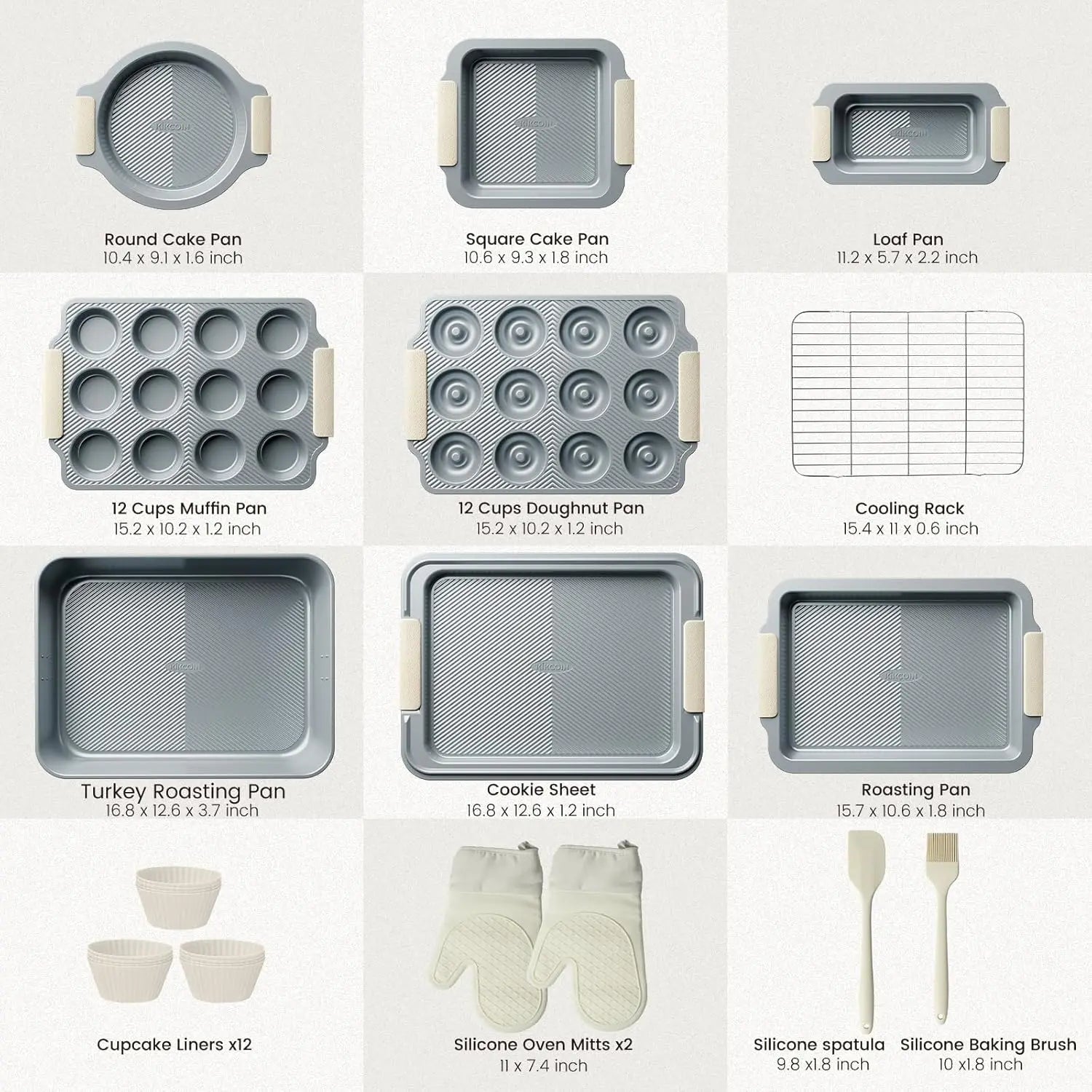 Baking Pans Set, Non-stick  Sets with Silicone Handles, 450°F Oven Safe Cookie Sheets for