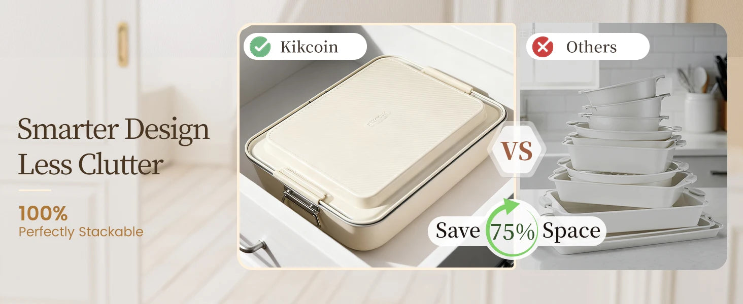 Baking Pans Set, Non-stick  Sets with Silicone Handles, 450°F Oven Safe Cookie Sheets for