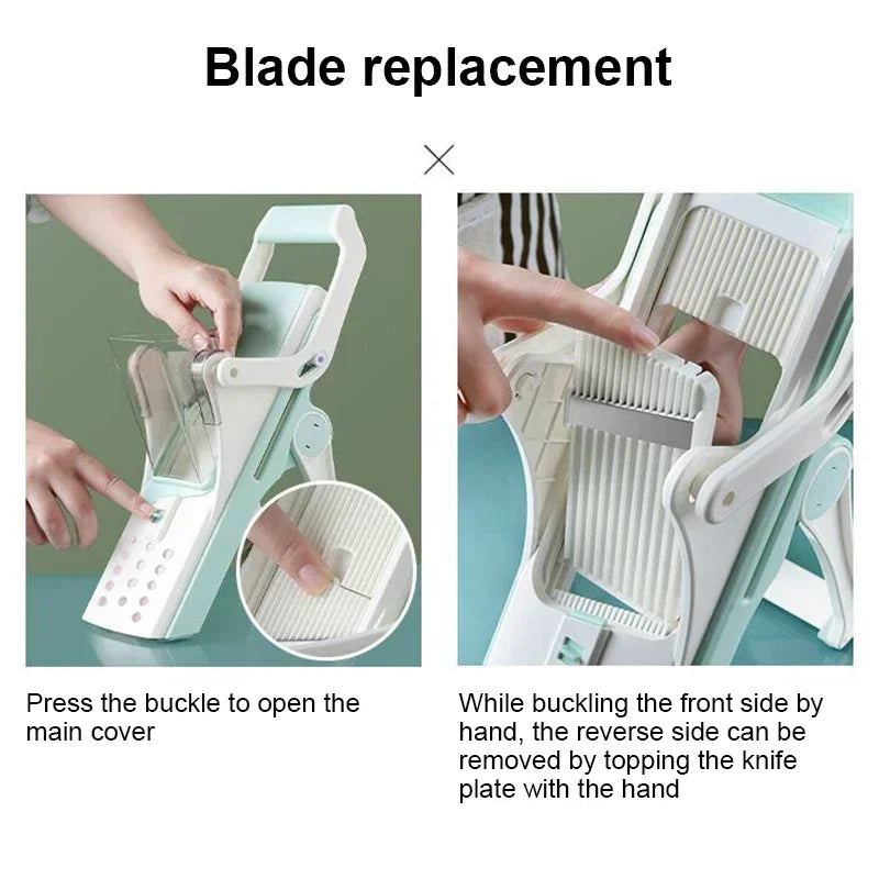 5-in-1 Vegetable Chopper & Mandoline Slicer – Manual Food Cutter, Fruit & Potato Slicer, Julienne Shredder for Cucumber, Carrot & More