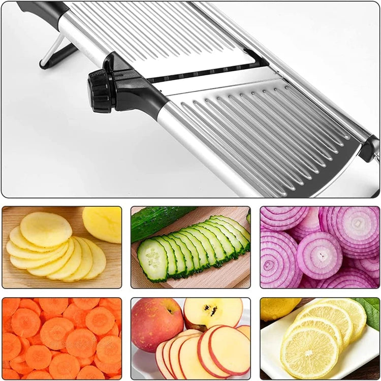 Adjustable Mandoline Slicer Stainless Steel – Vegetable Cutter & Chopper for Potato, Tomato, Onion, Carrot, Julienne & Slicing Tool