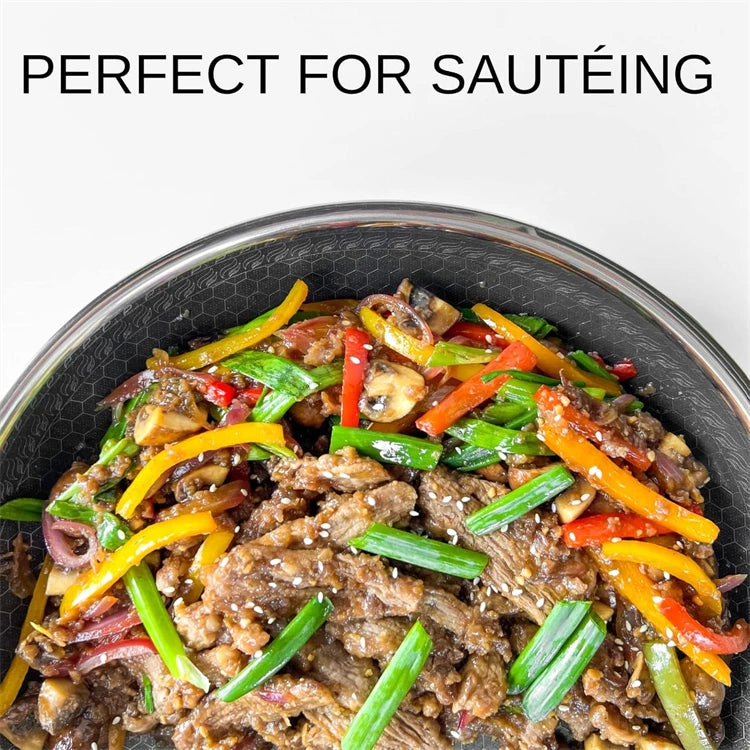 316 Stainless Steel Wok Pan – Honeycomb Nonstick Stir Fry Pan, Deep Skillet for Induction, Gas & Electric Cooktops (28cm/30cm)