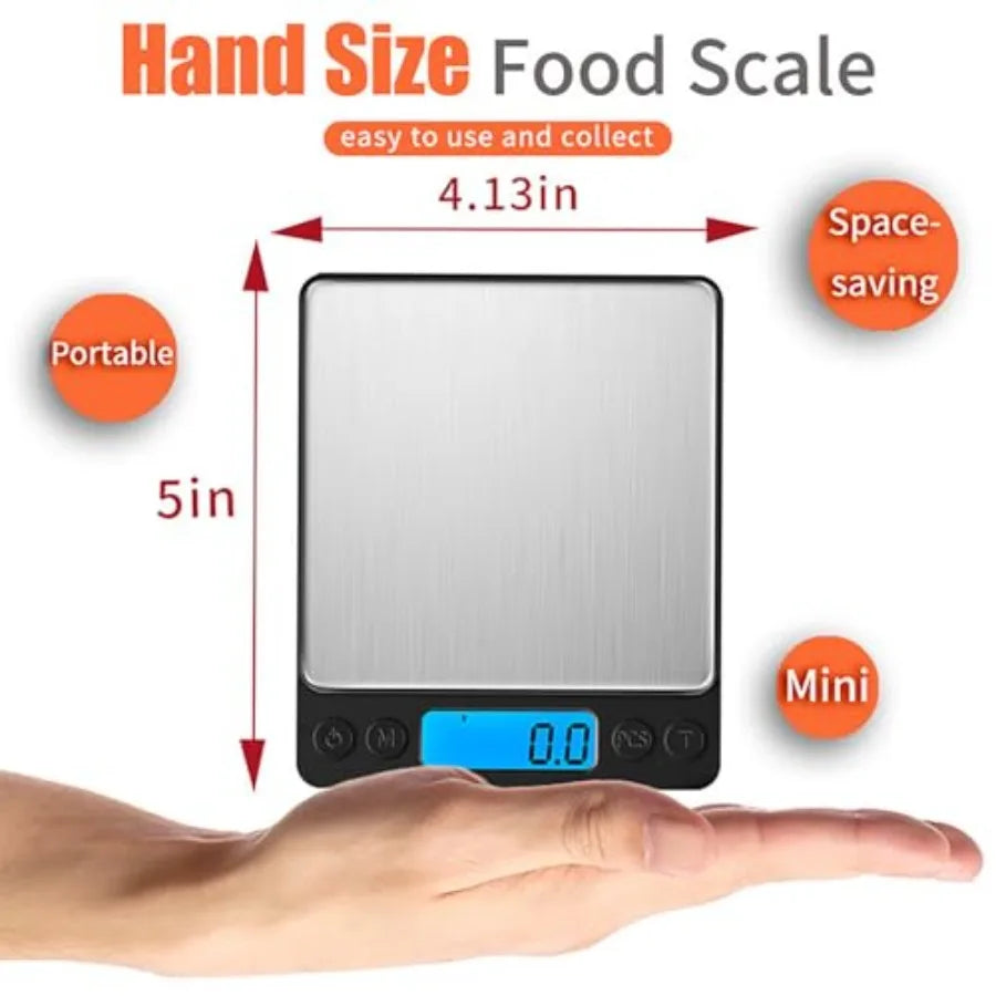 Digital Pocket Food Scale 3000g x 0.1g – High Precision Mini Kitchen Scale with Tare Function, LCD Display for Baking, Cooking, Coffee & Jewelry
