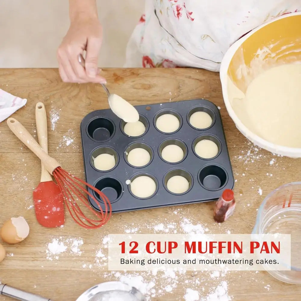 8-Piece Nonstick Bakeware Set – Baking Pan Set with Muffin, Donut, Cake, Loaf & Cookie Sheets, Oven-Safe Baking Essentials