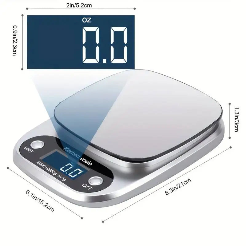 Digital Kitchen Scale 10kg/22lb – High Precision Food Scale with LCD Display, Gram & Ounce Measuring for Baking, Cooking & Meal Prep