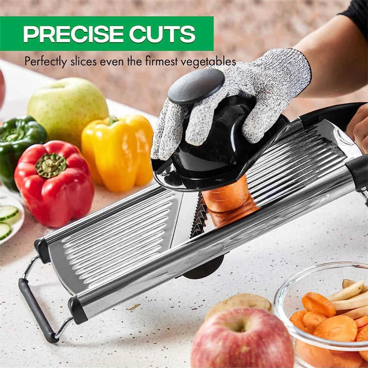 Adjustable Mandoline Slicer Stainless Steel – Vegetable Cutter & Chopper for Potato, Tomato, Onion, Carrot, Julienne & Slicing Tool