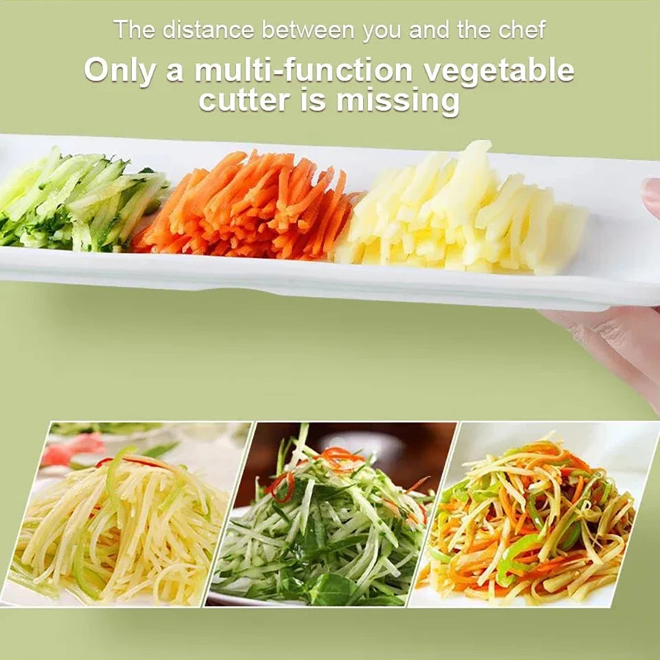 5-in-1 Vegetable Chopper & Mandoline Slicer – Manual Food Cutter, Fruit & Potato Slicer, Julienne Shredder for Cucumber, Carrot & More