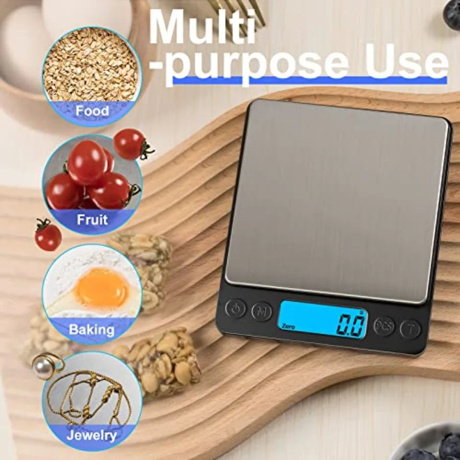 Digital Pocket Food Scale 3000g x 0.1g – High Precision Mini Kitchen Scale with Tare Function, LCD Display for Baking, Cooking, Coffee & Jewelry