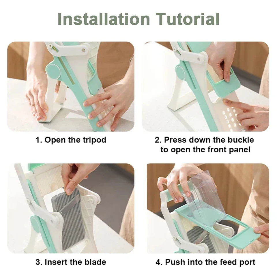 5-in-1 Vegetable Chopper & Mandoline Slicer – Manual Food Cutter, Fruit & Potato Slicer, Julienne Shredder for Cucumber, Carrot & More