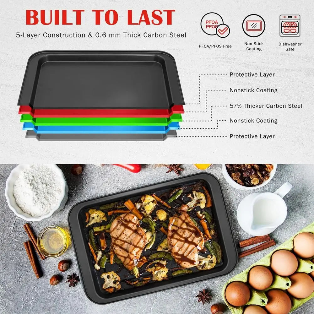 8-Piece Nonstick Bakeware Set – Baking Pan Set with Muffin, Donut, Cake, Loaf & Cookie Sheets, Oven-Safe Baking Essentials