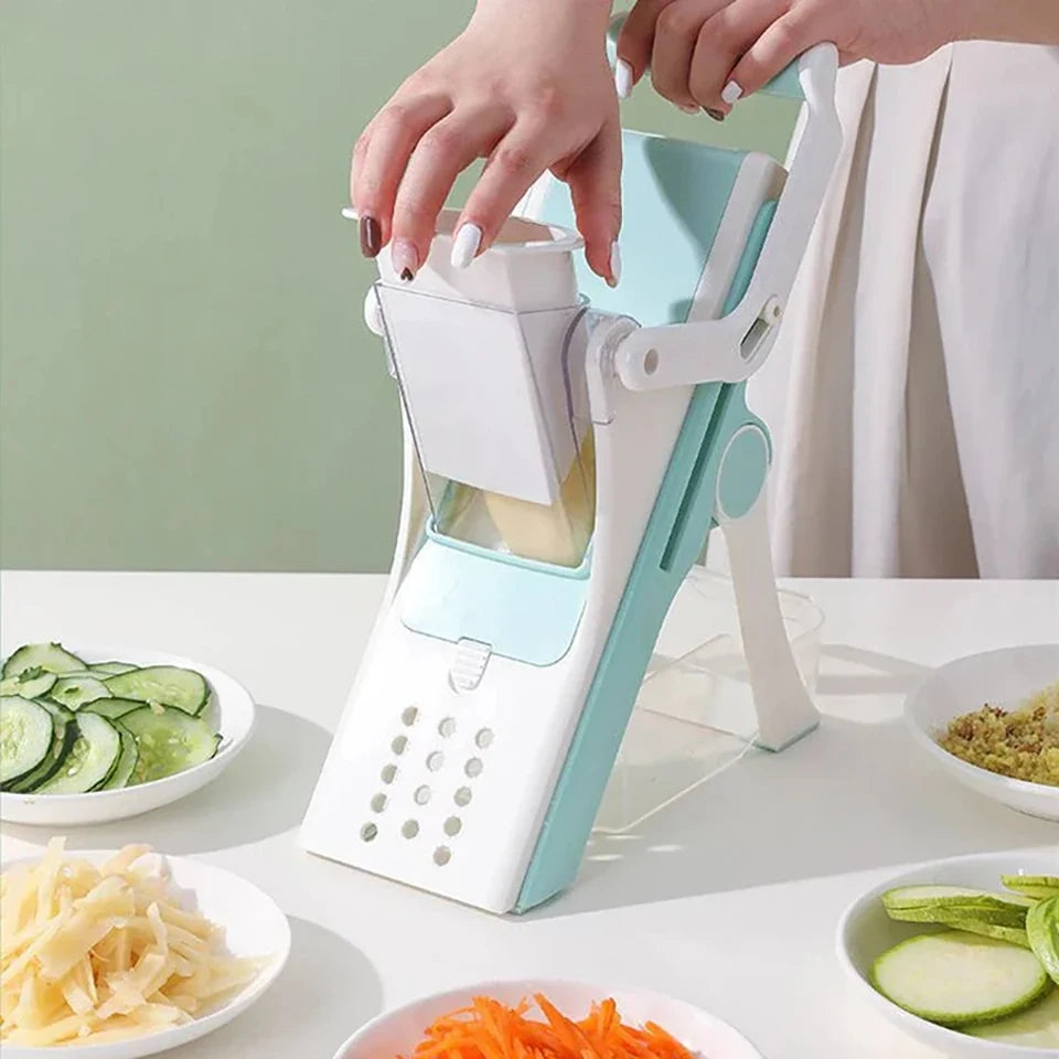 5-in-1 Vegetable Chopper & Mandoline Slicer – Manual Food Cutter, Fruit & Potato Slicer, Julienne Shredder for Cucumber, Carrot & More