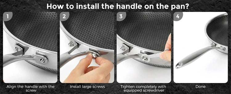 316 Stainless Steel Wok Pan – Honeycomb Nonstick Stir Fry Pan, Induction Compatible Deep Skillet for Gas & Electric Cooktops (28cm/30cm)