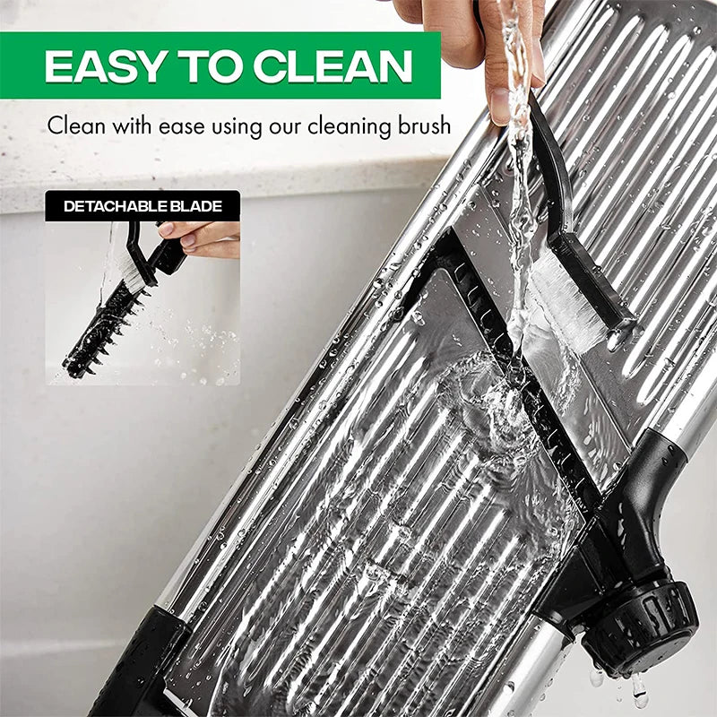 Adjustable Mandoline Slicer Stainless Steel – Vegetable Cutter & Chopper for Potato, Tomato, Onion, Carrot, Julienne & Slicing Tool