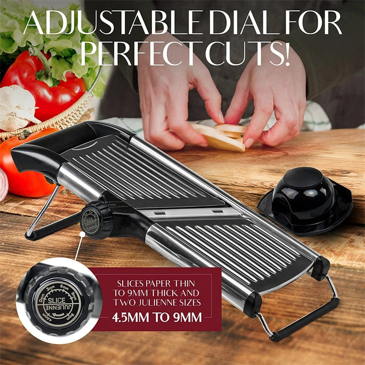 Adjustable Mandoline Slicer Stainless Steel – Vegetable Cutter & Chopper for Potato, Tomato, Onion, Carrot, Julienne & Slicing Tool