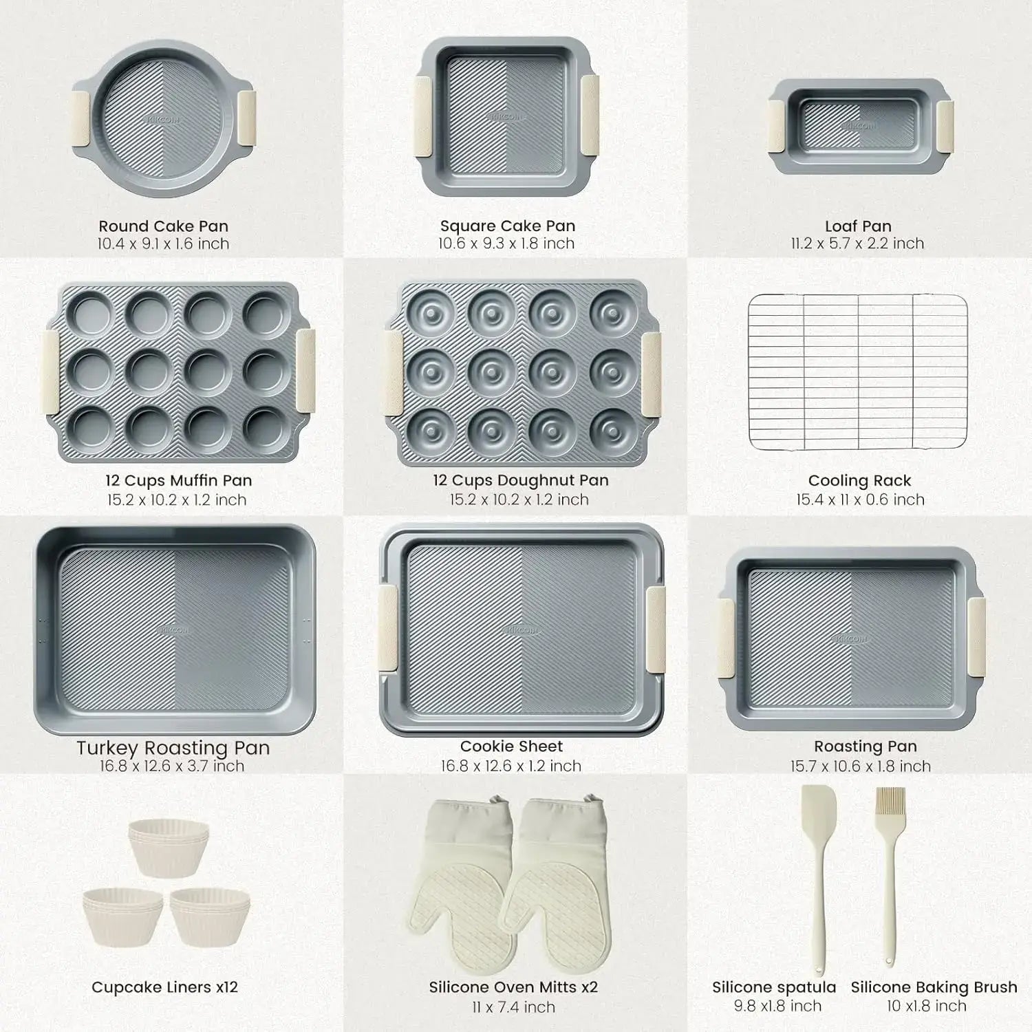 Baking Pans Set, Non - stick Sets with Silicone Handles - KitchenCraftedGoods
