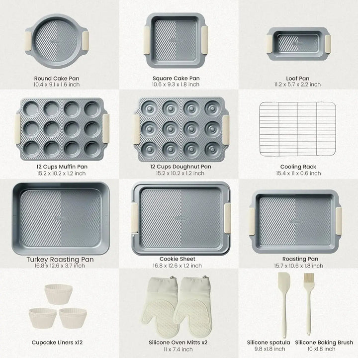 Baking Pans Set, Non - stick Sets with Silicone Handles - KitchenCraftedGoods