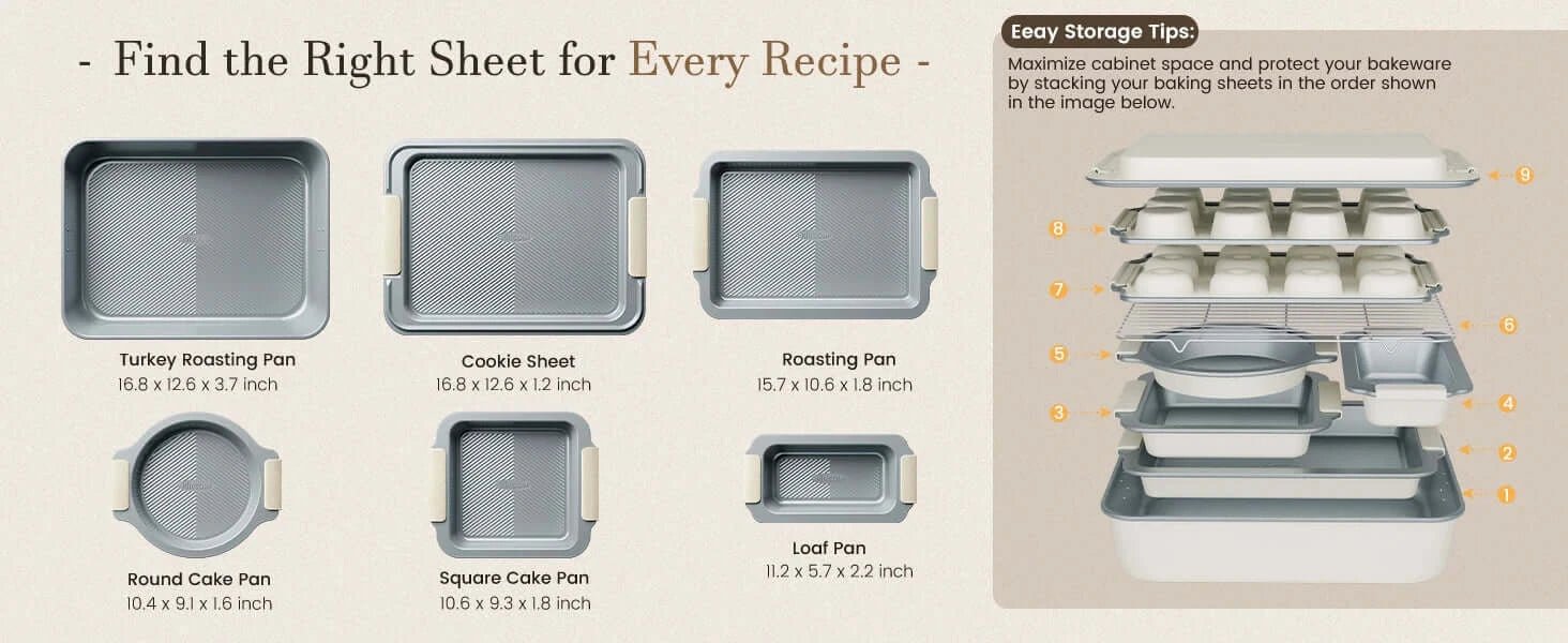 Baking Pans Set, Non - stick Sets with Silicone Handles - KitchenCraftedGoods