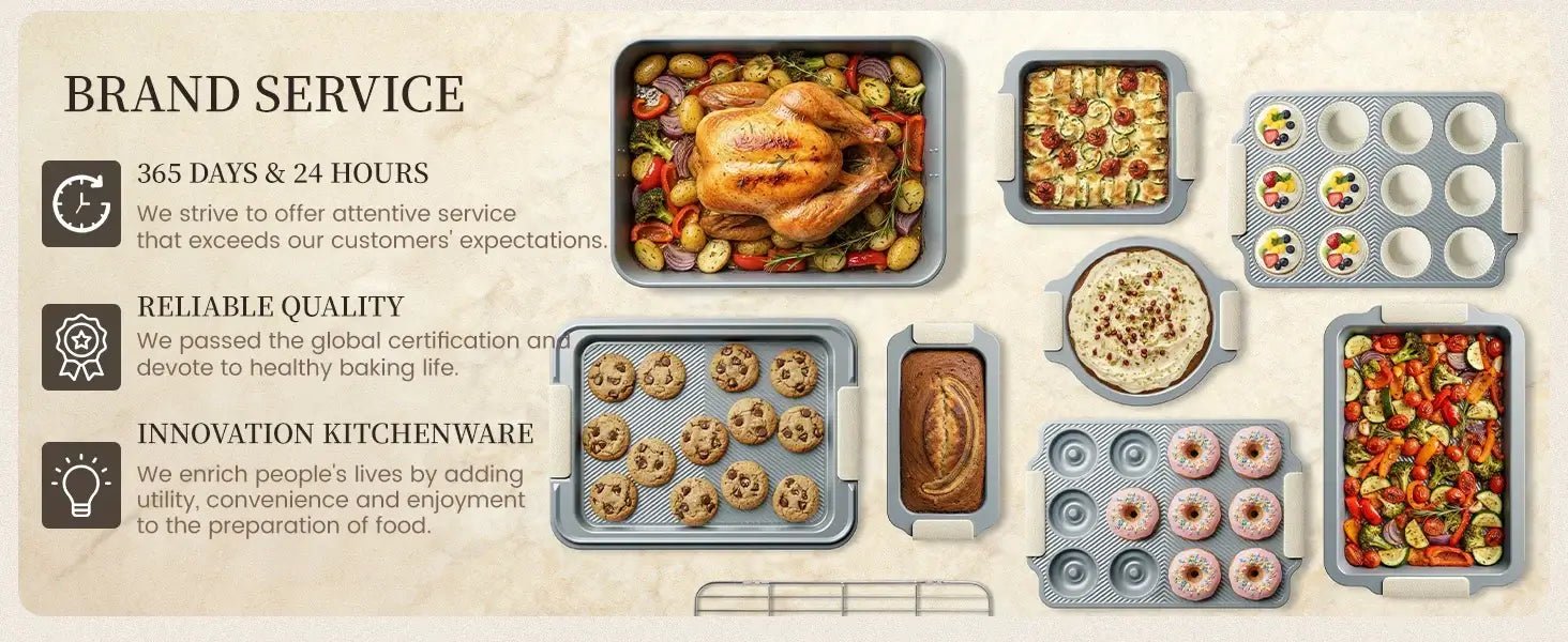 Baking Pans Set, Non - stick Sets with Silicone Handles - KitchenCraftedGoods
