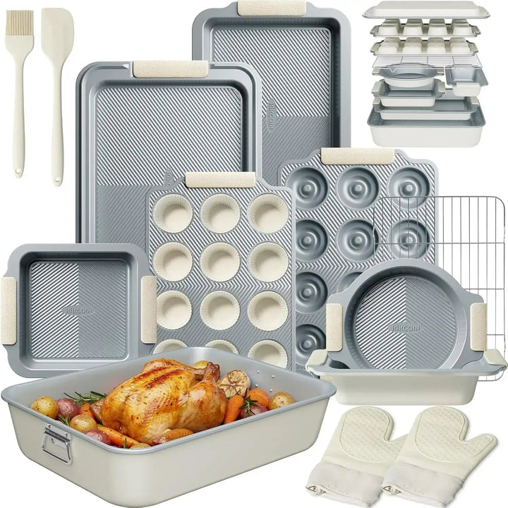 Baking Pans Set, Non - stick Sets with Silicone Handles - KitchenCraftedGoods