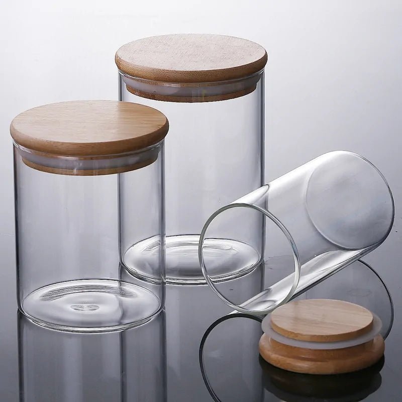 Bamboo - Covered Borosilicate Glass Food Storage Containers - KitchenCraftedGoods