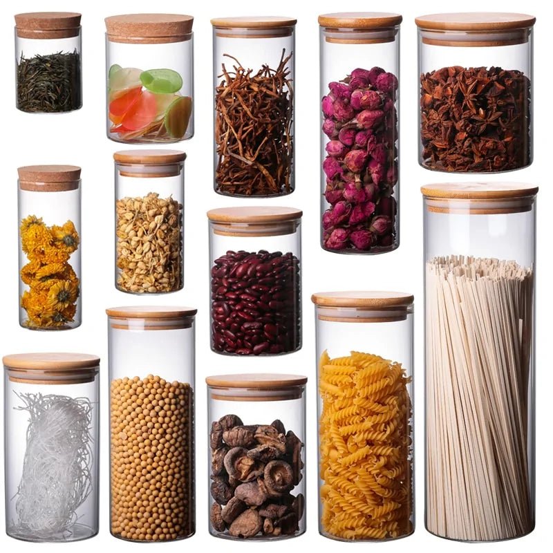 Bamboo - Covered Borosilicate Glass Food Storage Containers - KitchenCraftedGoods