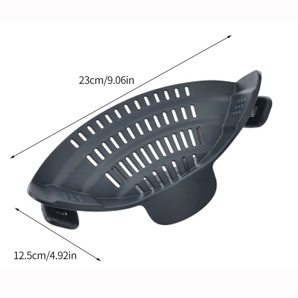 Clip - On Silicone Kitchen Strainer for Pots & Pans – Heat Resistant Pasta, Vegetable & Fruit Colander Drain Rack - KitchenCraftedGoods