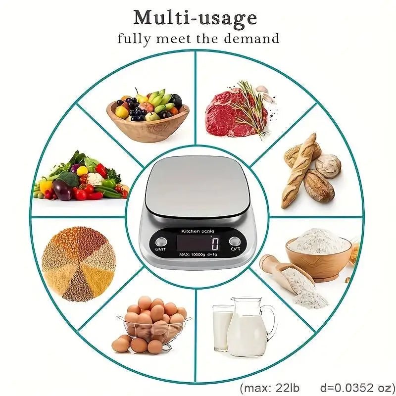Digital Kitchen Scale 10kg/22lb – High Precision Food Scale - KitchenCraftedGoods