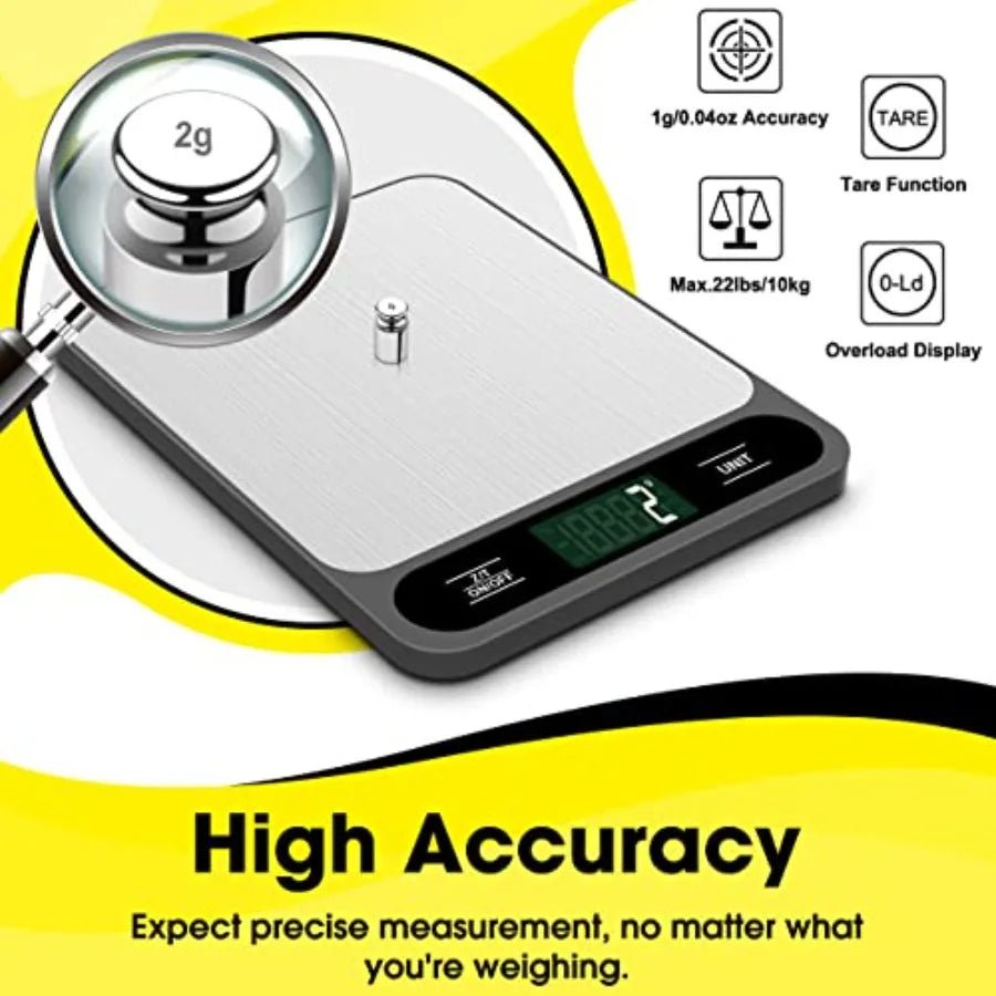 Digital Kitchen Scale 10kg22lb – Stainless Steel Food Scale - KitchenCraftedGoods