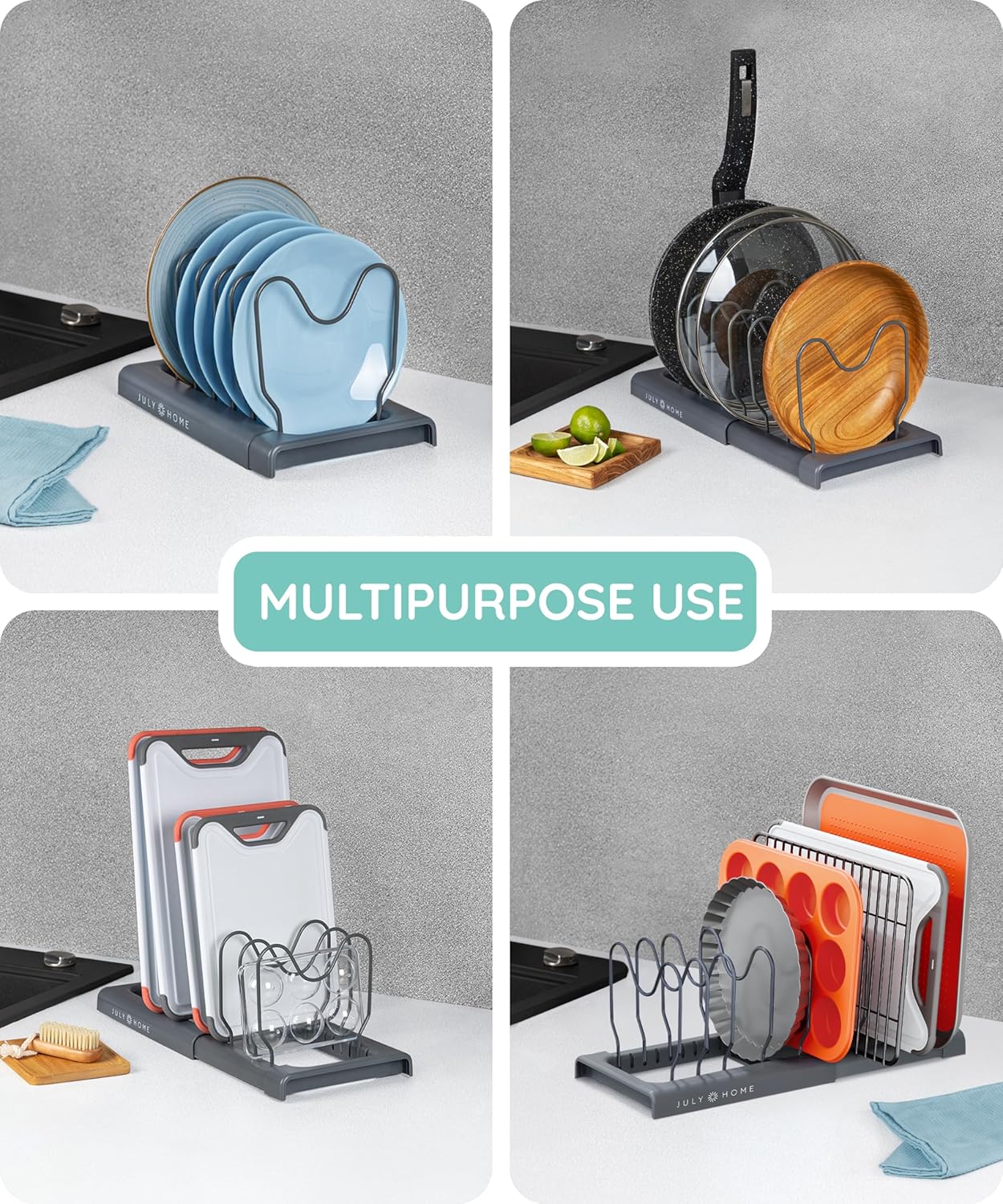 Expandable Lid Organizer, Gray - KitchenCraftedGoods
