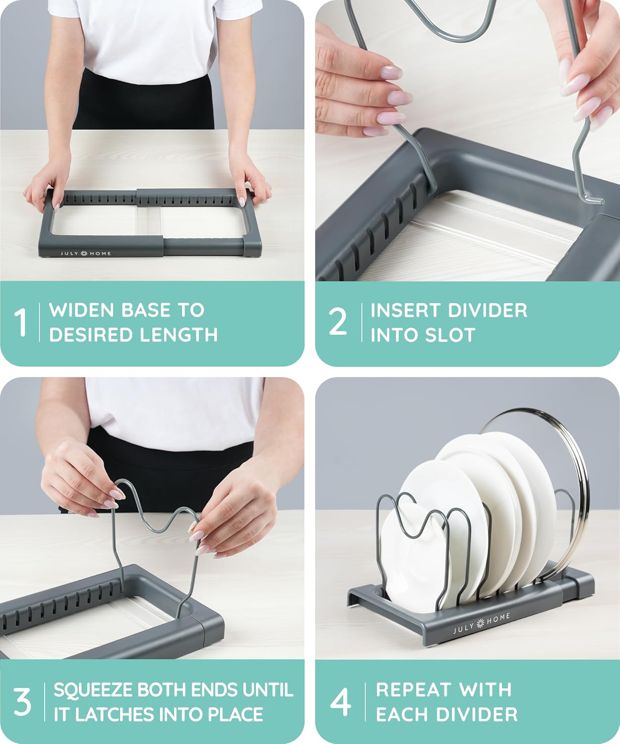 Expandable Lid Organizer, Gray - KitchenCraftedGoods