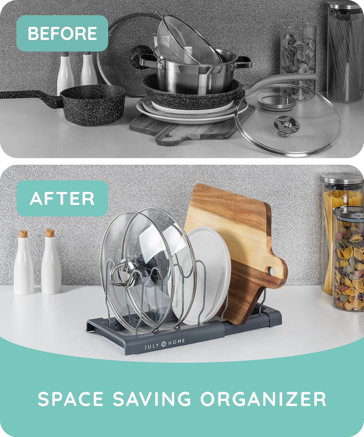 Expandable Lid Organizer, Gray - KitchenCraftedGoods