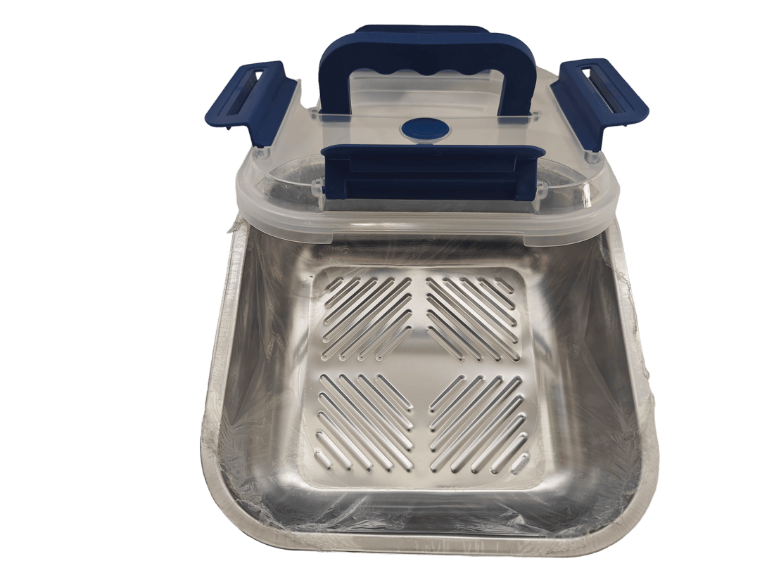 Extra - Large Stainless Steel Food Storage Containers with Blue Lids - KitchenCraftedGoods