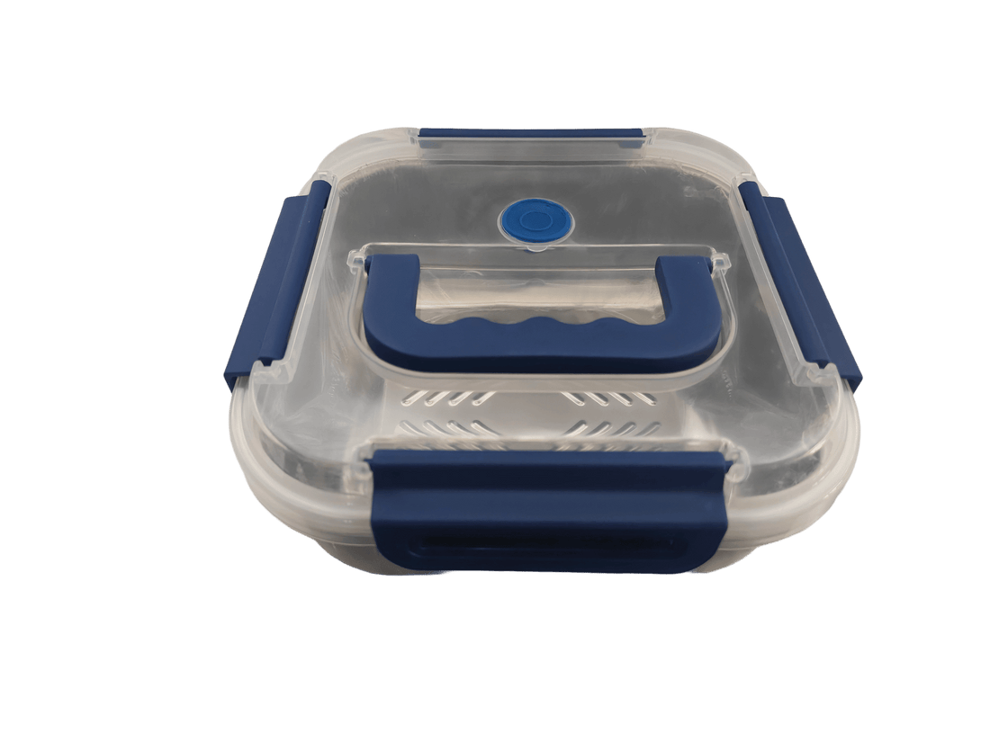Extra - Large Stainless Steel Food Storage Containers with Blue Lids - KitchenCraftedGoods