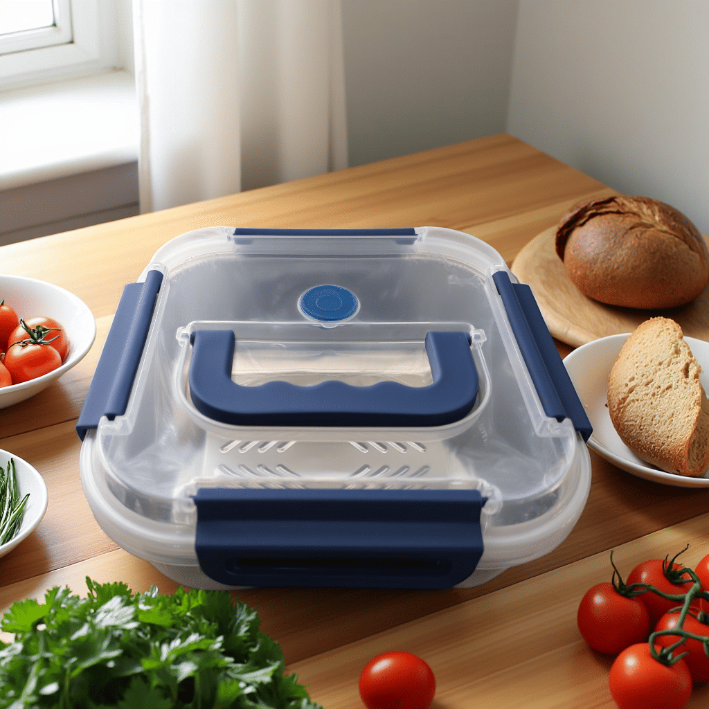 Extra - Large Stainless Steel Food Storage Containers with Blue Lids - KitchenCraftedGoods