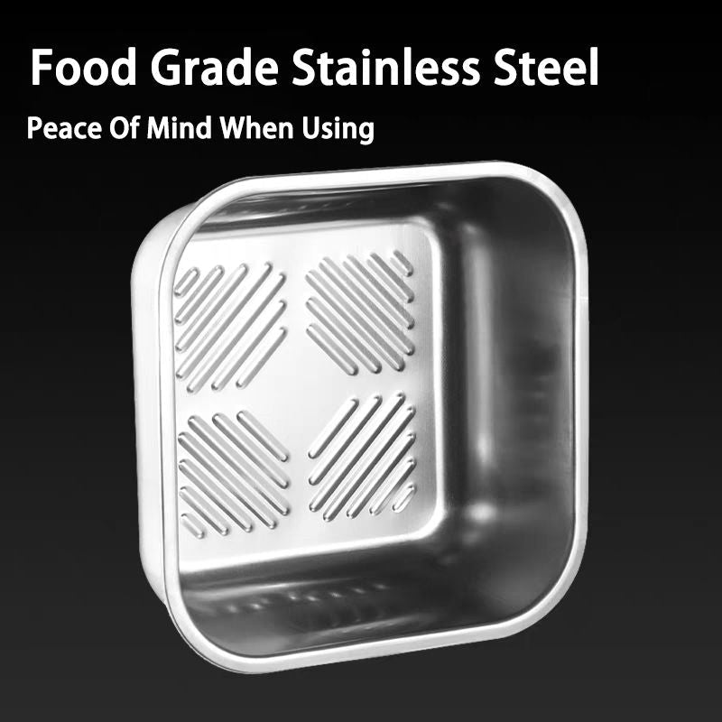 Extra - Large Stainless Steel Food Storage Containers with Blue Lids - KitchenCraftedGoods